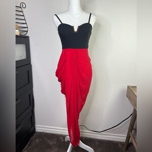 G by guess black and red rushed dress